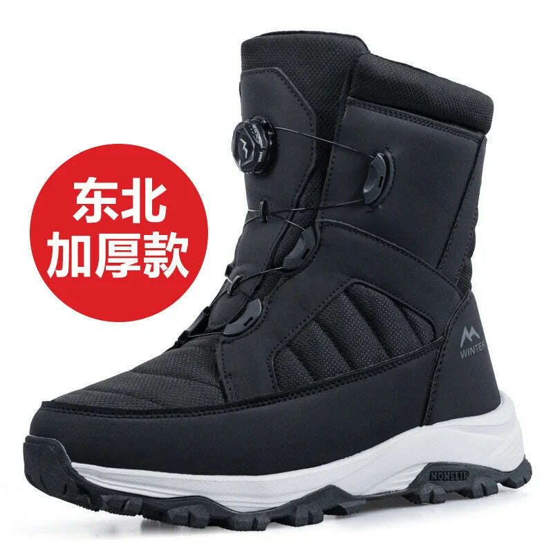 KIMLUD, Men's Snow Boots with Thick Fleece Women Ankle Boots Waterproof and Anti Slip Winter Fashion Travel Big Cotton Shoes Size 36-46, black / 44, KIMLUD APPAREL - Womens Clothes
