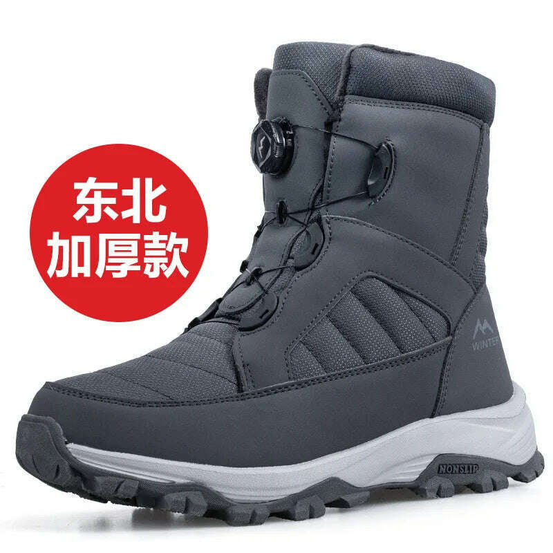 KIMLUD, Men's Snow Boots with Thick Fleece Women Ankle Boots Waterproof and Anti Slip Winter Fashion Travel Big Cotton Shoes Size 36-46, grey / 46, KIMLUD APPAREL - Womens Clothes