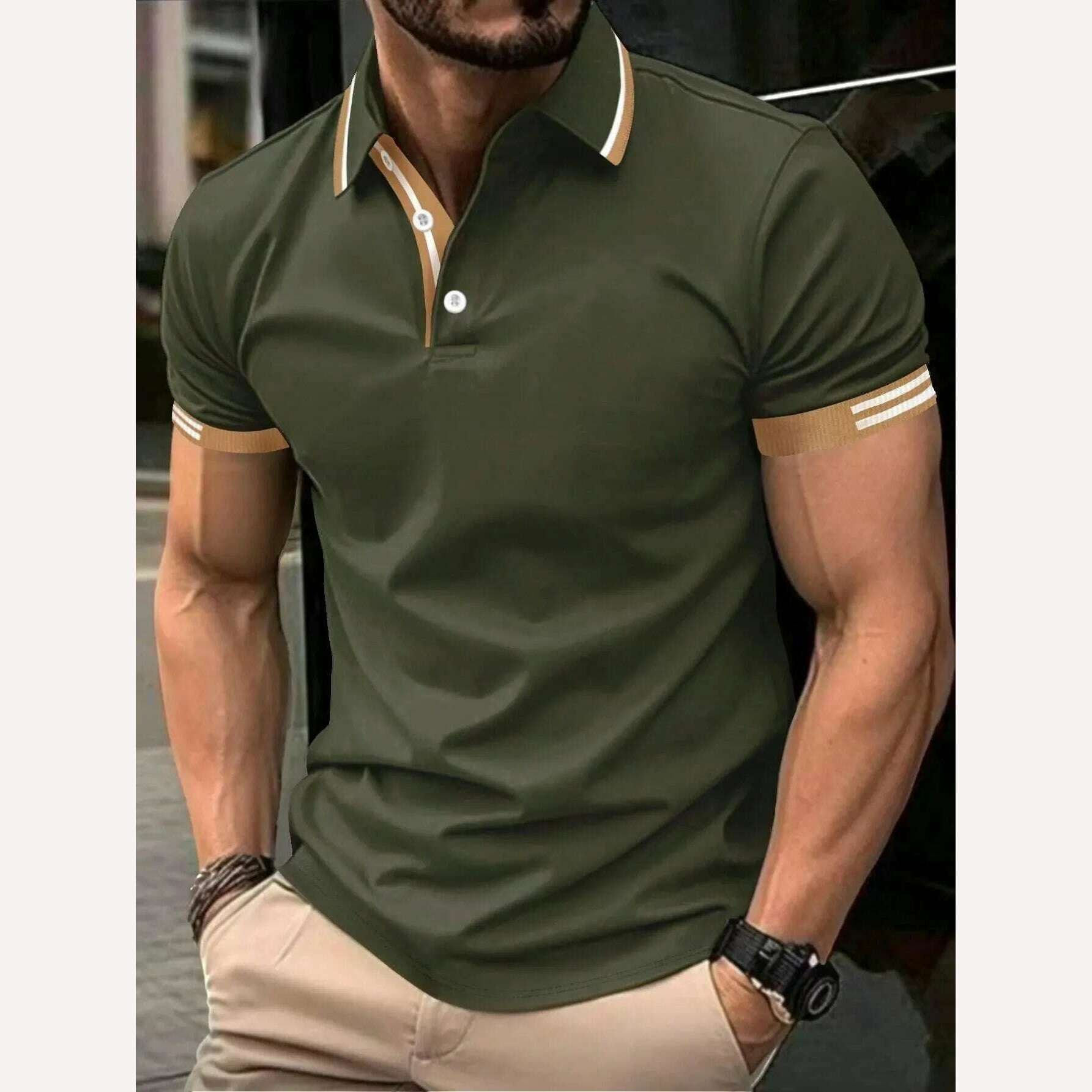 KIMLUD, Men's Solid Color Polo Shirt Short Sleeve High-Quality Casual Business Sports Luxury T-Shirt for Summer, S34PL0583 / 2XL, KIMLUD APPAREL - Womens Clothes
