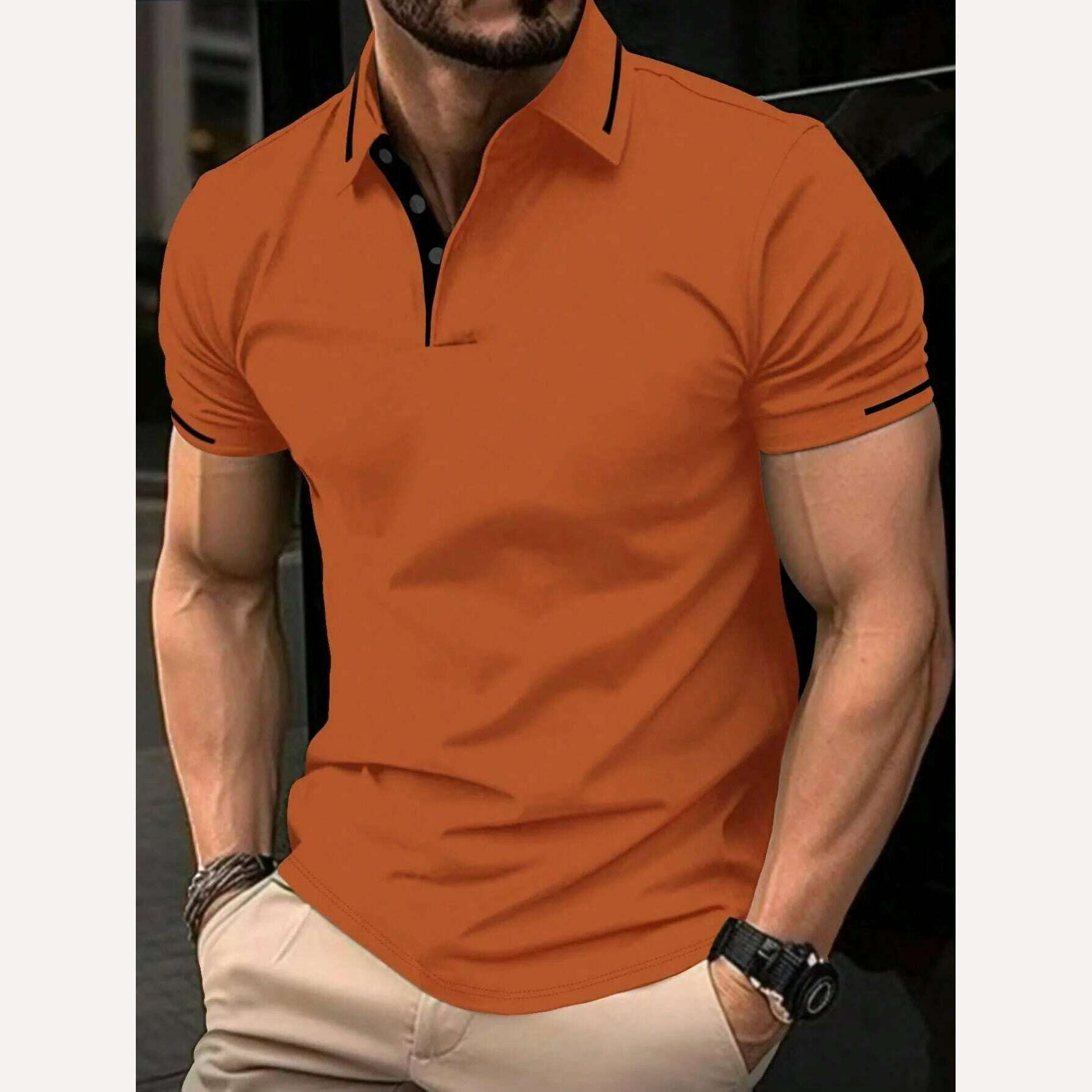 KIMLUD, Men's Solid Color Polo Shirt Short Sleeve High-Quality Casual Business Sports Luxury T-Shirt for Summer, S34PL0572 / S, KIMLUD APPAREL - Womens Clothes