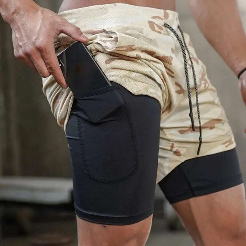KIMLUD, Men's Solid Shorts Khaki Army Camouflage Sweatpants Multi-Pocket Portable Double Layer Fast Dry Jogging Outdoor Train, KIMLUD Womens Clothes
