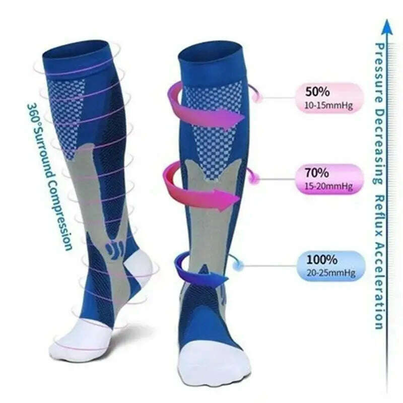Men's Sports Compression Socks Varicose Veins Cycling Socks Nursing Running Compression Socks Nurse Outdoor Natural Hiking - KIMLUD