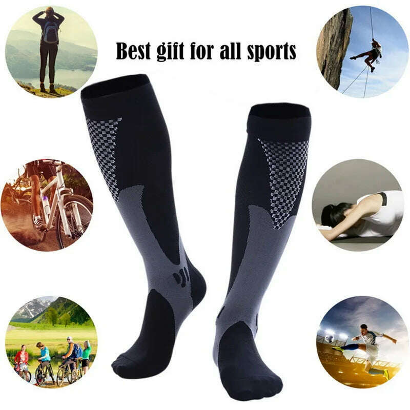 Men's Sports Compression Socks Varicose Veins Cycling Socks Nursing Running Compression Socks Nurse Outdoor Natural Hiking - KIMLUD