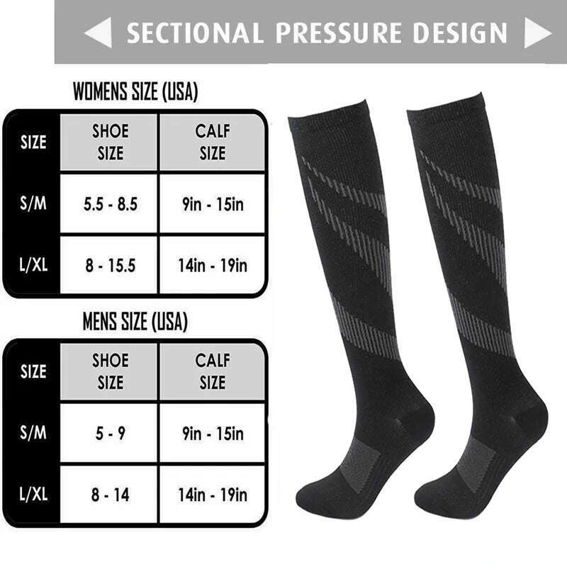 Men's Sports Compression Socks Varicose Veins Cycling Socks Nursing Running Compression Socks Nurse Outdoor Natural Hiking - KIMLUD