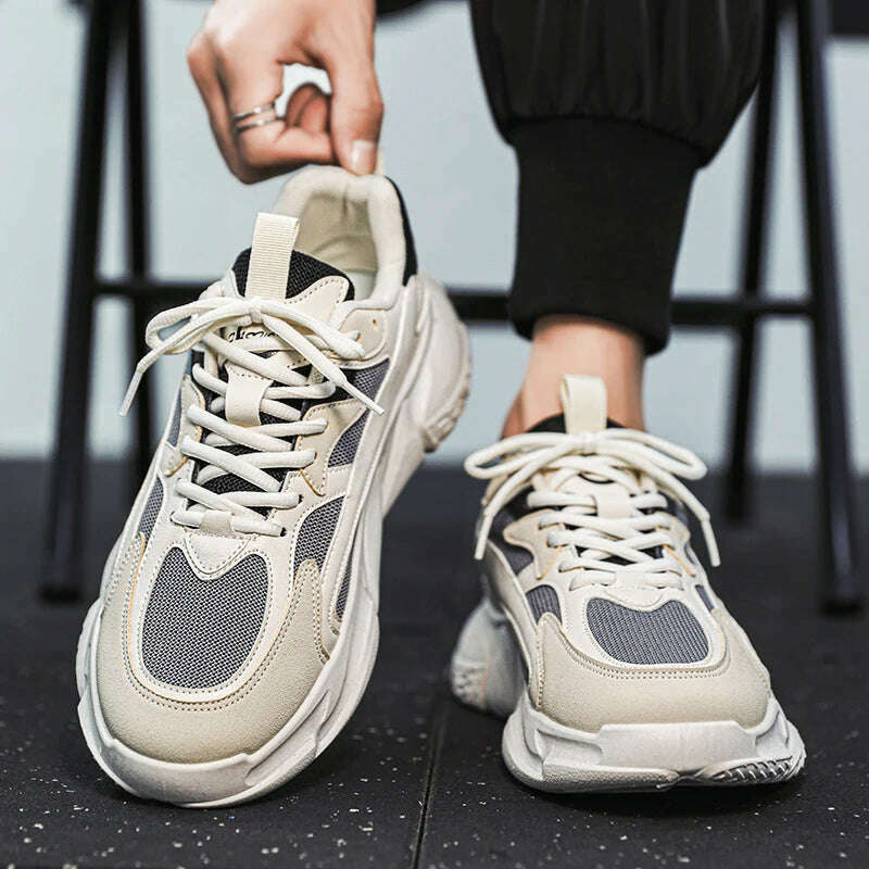 Men's Sports Shoes New Mesh Breathable Running Shoes Comfortable Lightweight Walking Shoes Non-Slip Thick Soled Casual Shoes - KIMLUD