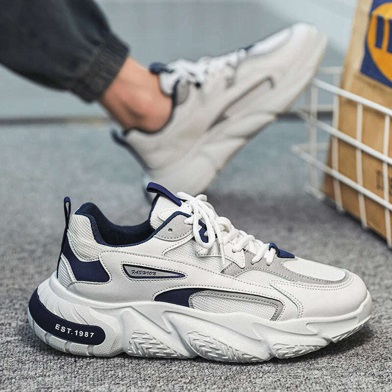 Men's Sports Shoes New Mesh Breathable Running Shoes Comfortable Lightweight Walking Shoes Non-Slip Thick Soled Casual Shoes - KIMLUD