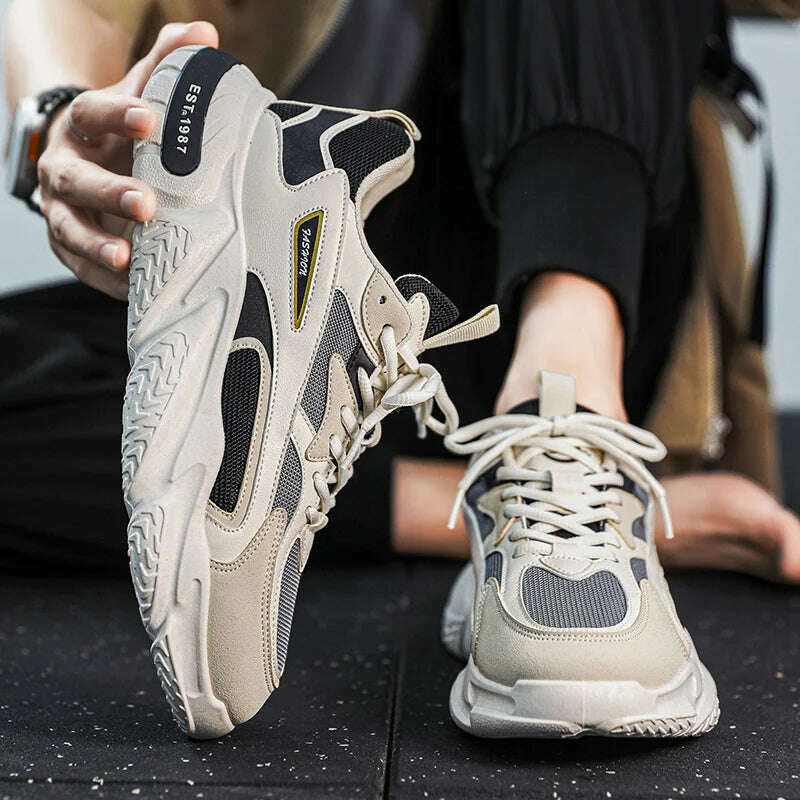 Men's Sports Shoes New Mesh Breathable Running Shoes Comfortable Lightweight Walking Shoes Non-Slip Thick Soled Casual Shoes - KIMLUD