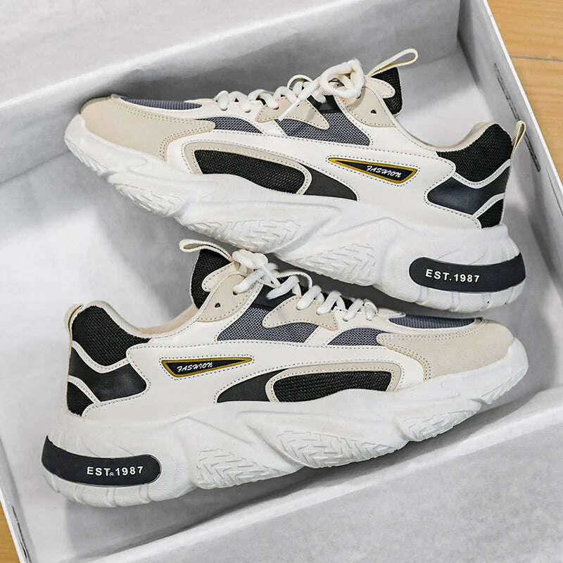 Men's Sports Shoes New Mesh Breathable Running Shoes Comfortable Lightweight Walking Shoes Non-Slip Thick Soled Casual Shoes - KIMLUD