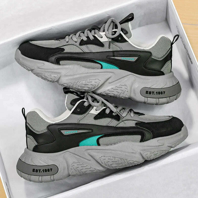 Men's Sports Shoes New Mesh Breathable Running Shoes Comfortable Lightweight Walking Shoes Non-Slip Thick Soled Casual Shoes - KIMLUD