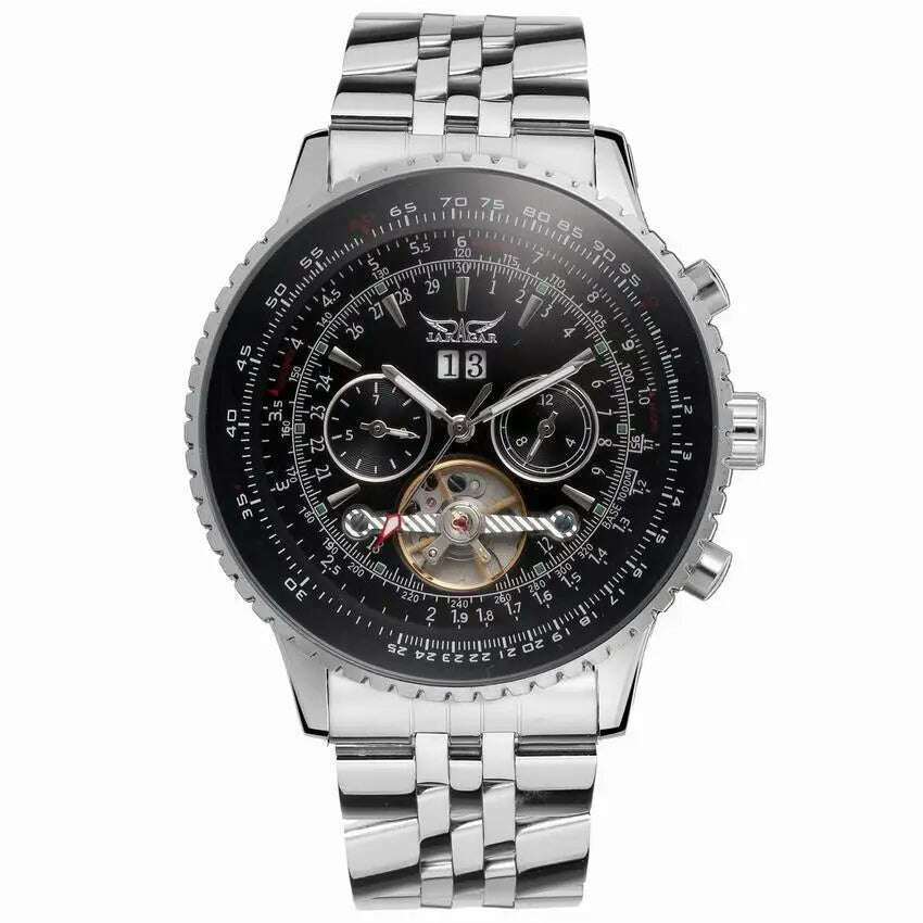 KIMLUD, Mens Watches Top Brand Luxury JARAGAR Men Military Sport Wristwatch Automatic Mechanical Tourbillon Watch relogio masculino, black, KIMLUD APPAREL - Womens Clothes