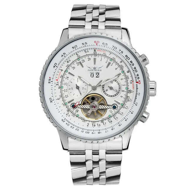 KIMLUD, Mens Watches Top Brand Luxury JARAGAR Men Military Sport Wristwatch Automatic Mechanical Tourbillon Watch relogio masculino, white, KIMLUD APPAREL - Womens Clothes