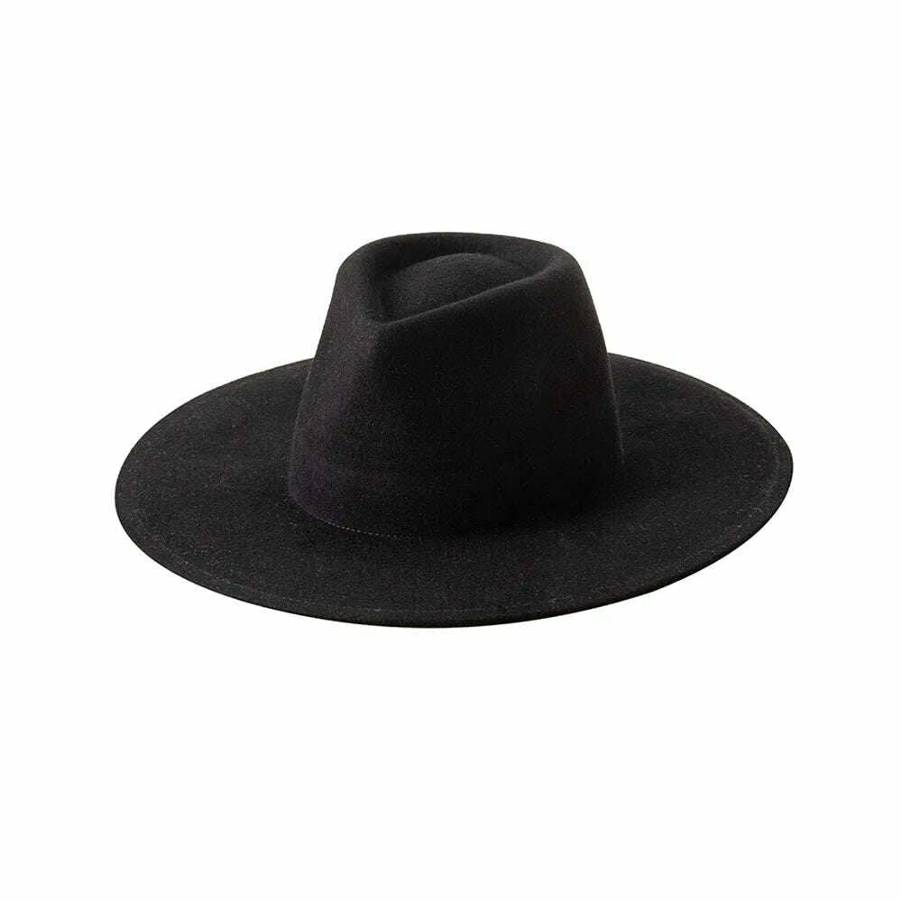 KIMLUD, Mens Womens Pure Wool Fedora Panama Hats Wide Brim Trilby Felt Hat Party Gentleman Hat Multicolor Outdoor Hat, KIMLUD Womens ClothesKIMLUD, Mens Womens Pure Wool Fedora Panama Hats Wide Brim Trilby Felt Hat Party Gentleman Hat Multicolor Outdoor Hat, Black, KIMLUD APPAREL - Womens Clothes