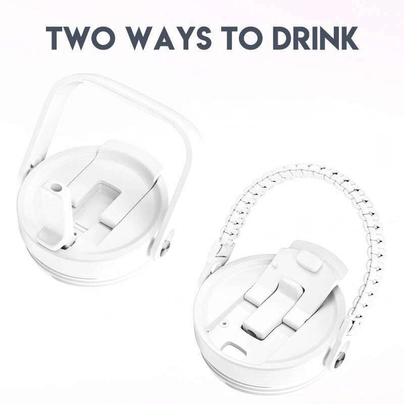 Meoky 32oz Tumbler with Carry Handle Multiple Prints Stainless Steel Insulated Vacuum Coffee Mug Thermal Milk Tea Travel Car Mug - KIMLUD