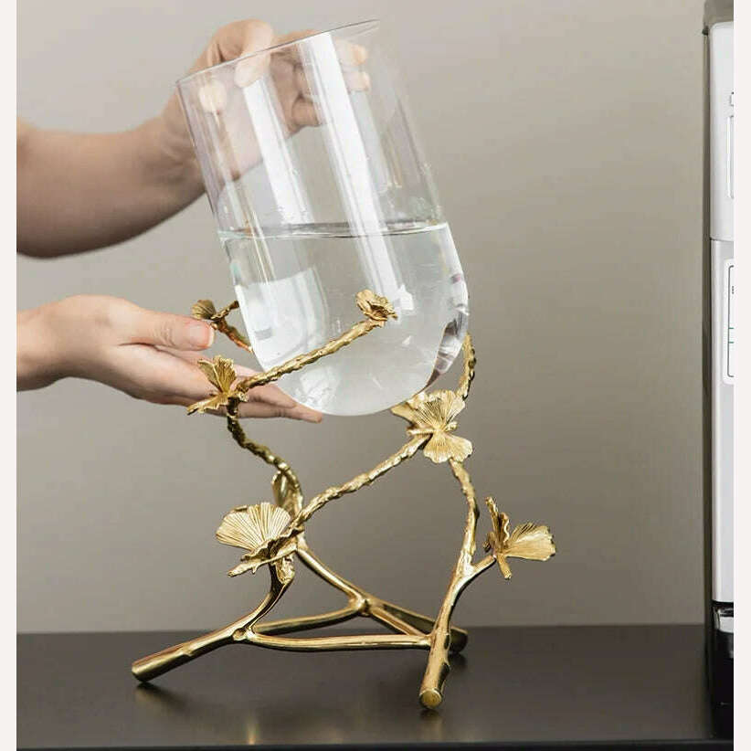 KIMLUD, Metal Glass Vase, Flower Arrangement TV Cabinet, Hydroponic Plant Decoration, Tabletop Decoration, European Wedding Celebration, KIMLUD Womens Clothes