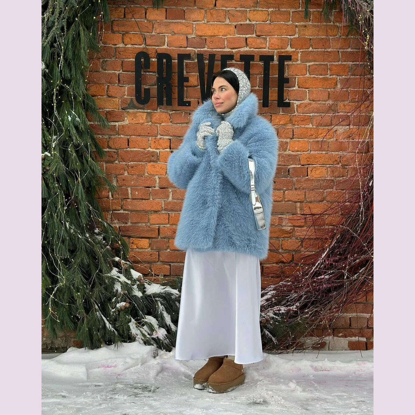 KIMLUD, Mid-Length Women's Fur Coat Suit Collar Loose Imitation Fox Fur Plush Coats Warm Soft Thickened Winter Socialite Fur Overcoat, Blue / M, KIMLUD APPAREL - Womens Clothes