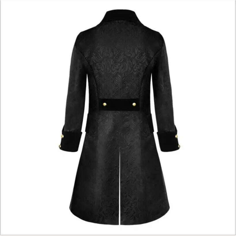 KIMLUD, Middle Ages Prince Cosplay Black Turn Down Collar Steampunk Men Jacket Long Sleeve Gothic Noble Men Texudo Medieval Costume, KIMLUD Womens Clothes