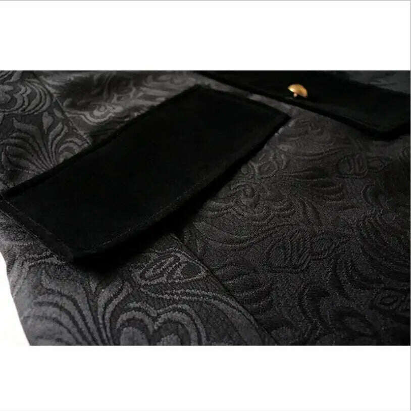 KIMLUD, Middle Ages Prince Cosplay Black Turn Down Collar Steampunk Men Jacket Long Sleeve Gothic Noble Men Texudo Medieval Costume, KIMLUD Womens Clothes