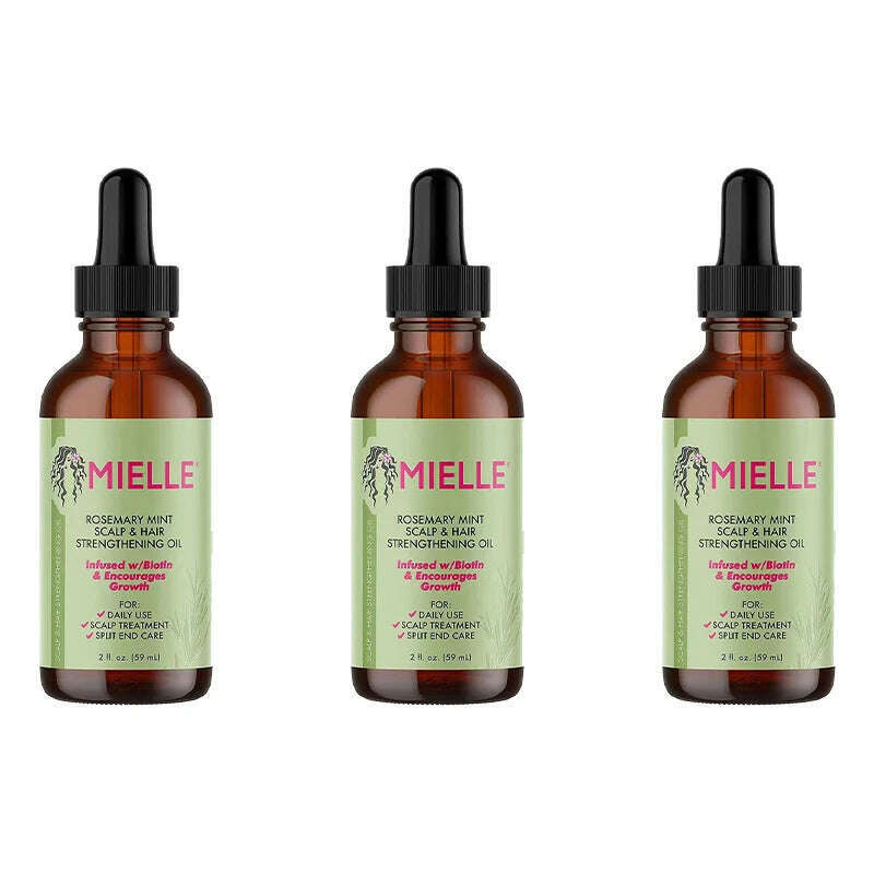 KIMLUD, Mielle Original Rosemary Mint Scalp Hair Strengthening Oil Biotin Essential Oils Nourishing Treatment Split Ends Dry All Types, 3pcs, KIMLUD APPAREL - Womens Clothes