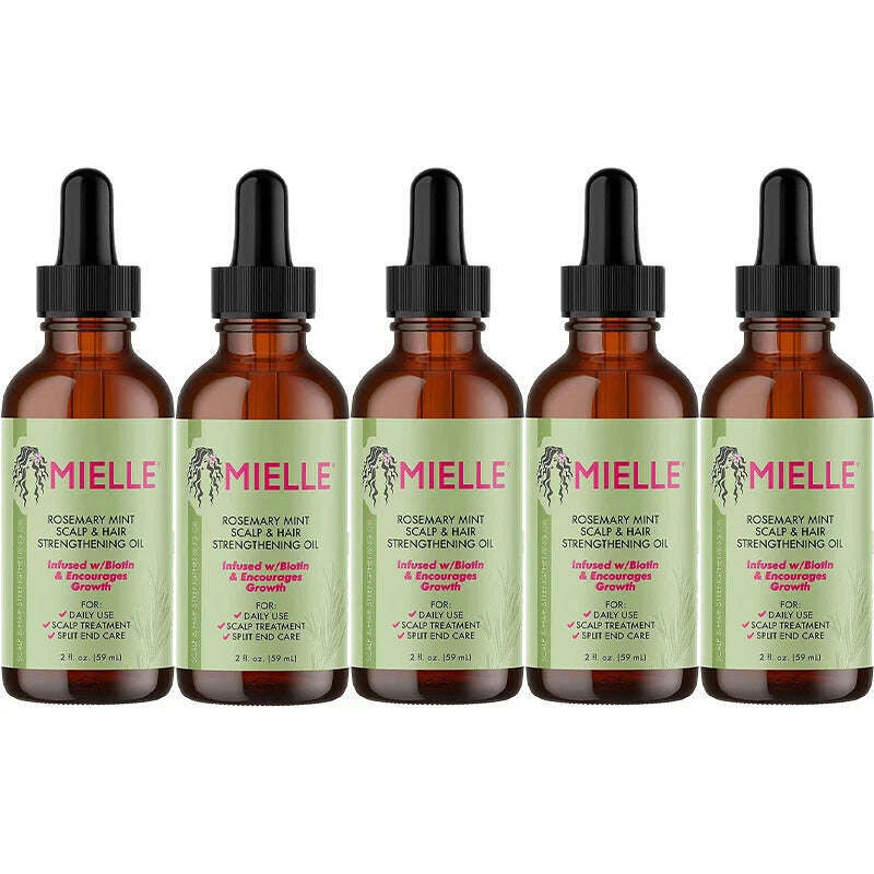 KIMLUD, Mielle Original Rosemary Mint Scalp Hair Strengthening Oil Biotin Essential Oils Nourishing Treatment Split Ends Dry All Types, 5pcs, KIMLUD APPAREL - Womens Clothes