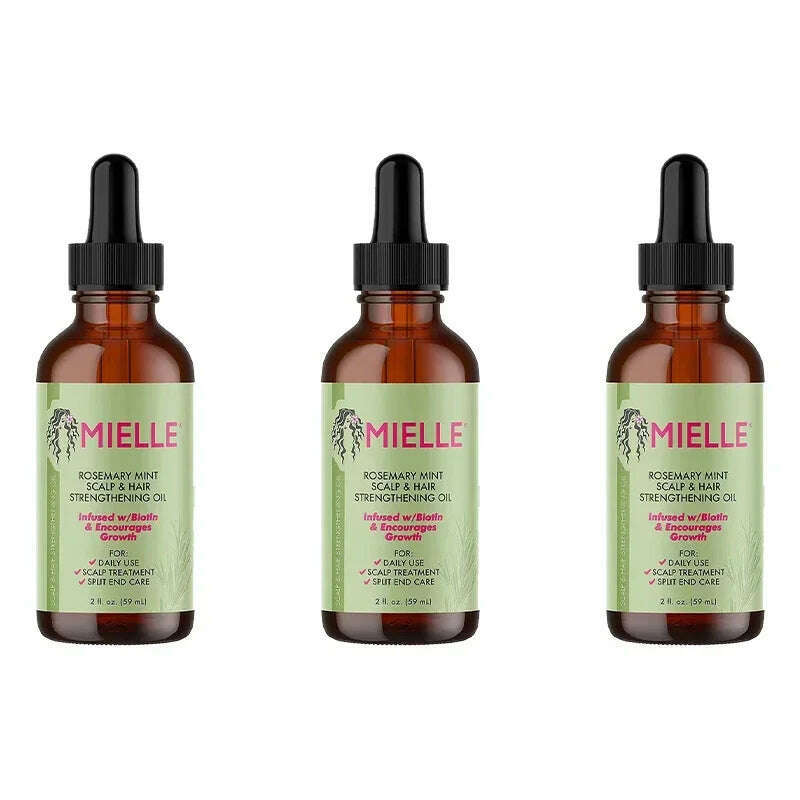 KIMLUD, Mielle Original Rosemary Mint Scalp Hair Strengthening Oil Biotin Essential Oils Nourishing Treatment Split Ends Dry All Types, 3pcs, KIMLUD APPAREL - Womens Clothes