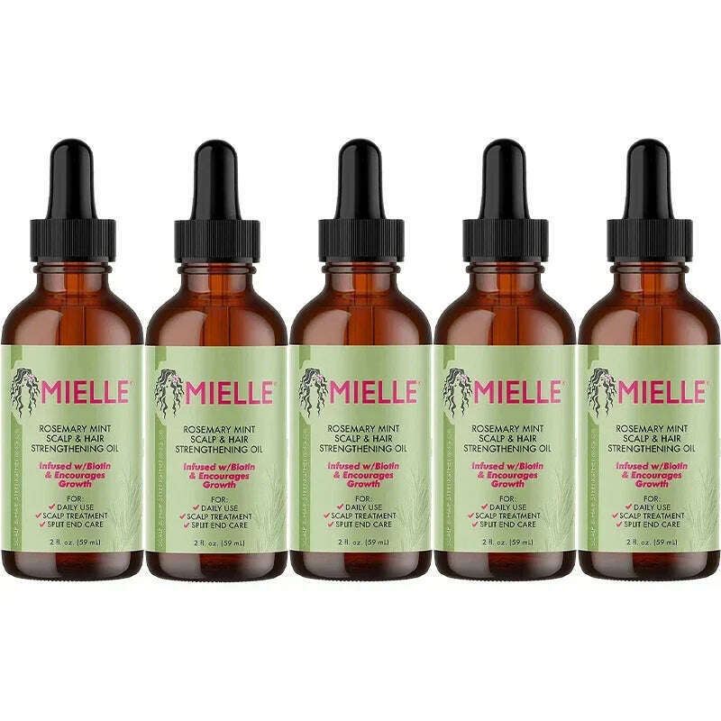 KIMLUD, Mielle Original Rosemary Mint Scalp Hair Strengthening Oil Biotin Essential Oils Nourishing Treatment Split Ends Dry All Types, 5pcs, KIMLUD APPAREL - Womens Clothes