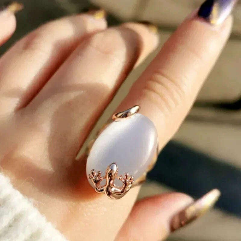 KIMLUD, Milangirl Large Oval Fire Opal Rings for Women Fashion Jewelry White Moonstone Bright Color S for Women Wedding Engagement, 6 / Q334, KIMLUD APPAREL - Womens Clothes