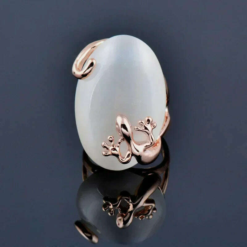 KIMLUD, Milangirl Large Oval Fire Opal Rings for Women Fashion Jewelry White Moonstone Bright Color S for Women Wedding Engagement, KIMLUD Womens Clothes