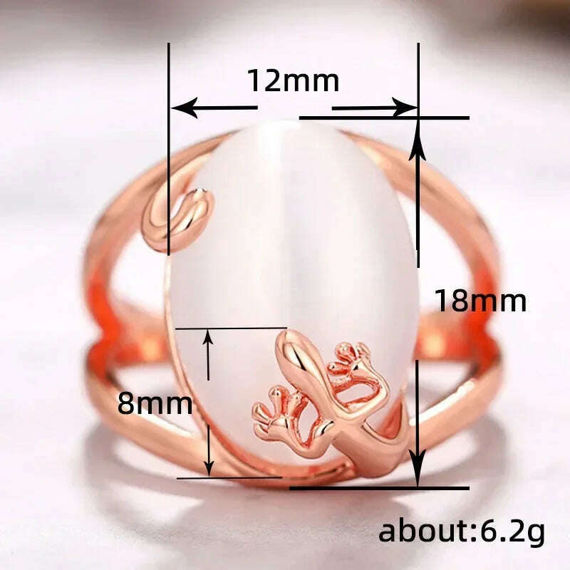KIMLUD, Milangirl Large Oval Fire Opal Rings for Women Fashion Jewelry White Moonstone Bright Color S for Women Wedding Engagement, KIMLUD Womens Clothes