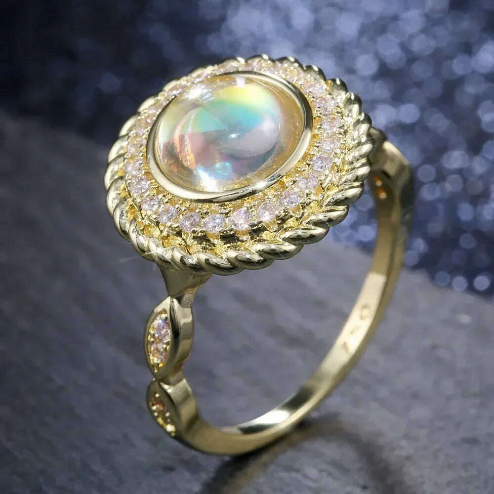 KIMLUD, Milangirl Large Oval Fire Opal Rings for Women Fashion Jewelry White Moonstone Bright Color S for Women Wedding Engagement, 6 / F145, KIMLUD APPAREL - Womens Clothes
