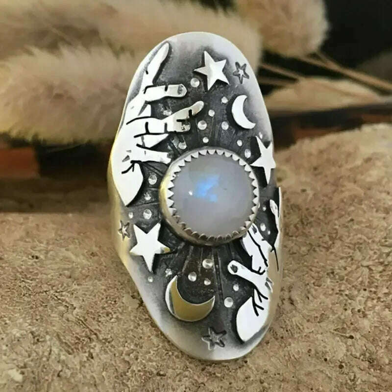 KIMLUD, Milangirl Large Oval Fire Opal Rings for Women Fashion Jewelry White Moonstone Bright Color S for Women Wedding Engagement, 6 / H183, KIMLUD APPAREL - Womens Clothes