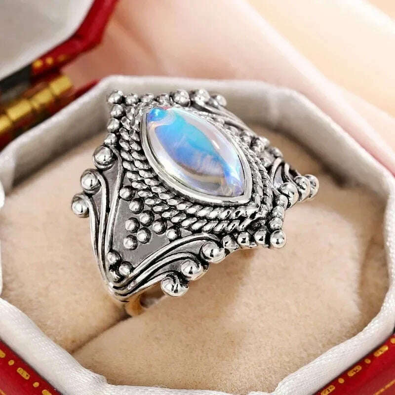 KIMLUD, Milangirl Large Oval Fire Opal Rings for Women Fashion Jewelry White Moonstone Bright Color S for Women Wedding Engagement, 6 / H283, KIMLUD APPAREL - Womens Clothes