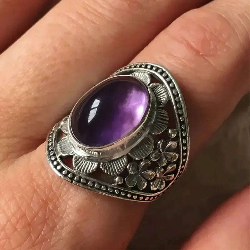 KIMLUD, Milangirl Large Oval Fire Opal Rings for Women Fashion Jewelry White Moonstone Bright Color S for Women Wedding Engagement, 6 / Q365, KIMLUD APPAREL - Womens Clothes