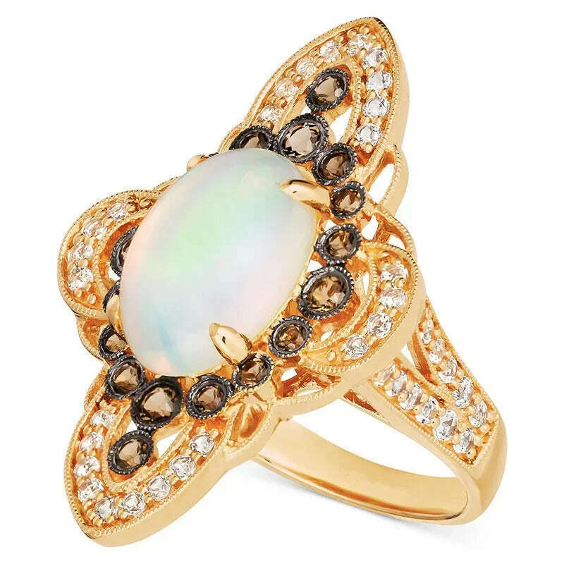 KIMLUD, Milangirl Large Oval Fire Opal Rings for Women Fashion Jewelry White Moonstone Bright Color S for Women Wedding Engagement, 6 / B1476 1, KIMLUD APPAREL - Womens Clothes