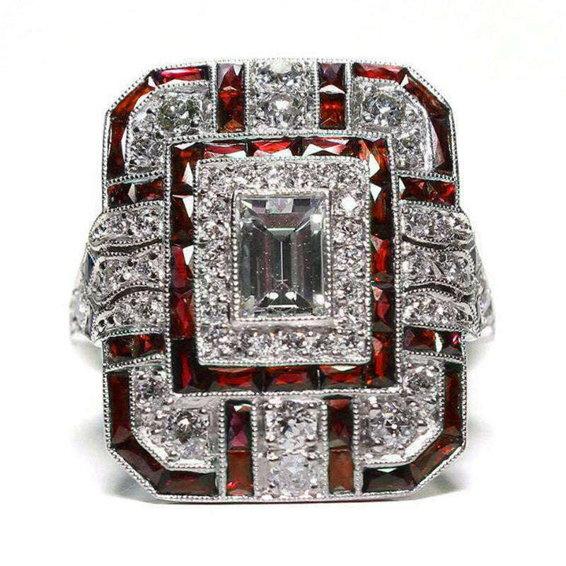 KIMLUD, Milangirl Luxury Big Square Rings for Women Jewelry Wedding Crystal Zircon Anel Engagement Anillos Statement Ring s, Other / 6, KIMLUD APPAREL - Womens Clothes