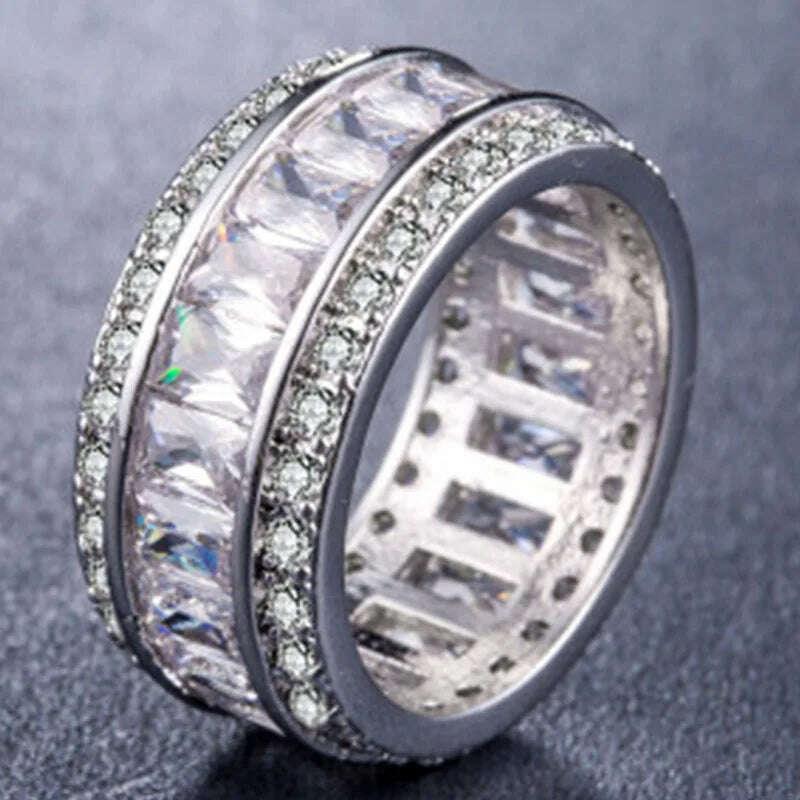 KIMLUD, Milangirl Luxury Romantic Zircon Wedding Engagement Round Circle Couple Rings For women Jewelry Ring, KIMLUD Womens Clothes