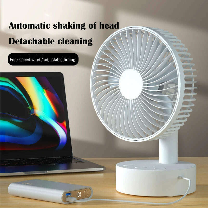 KIMLUD, Mini Oscillating Fan, Portable Battery-Operated Table Fan with 4 Speed Levels, 6-inch Desk fan with Timer, KIMLUD Womens Clothes