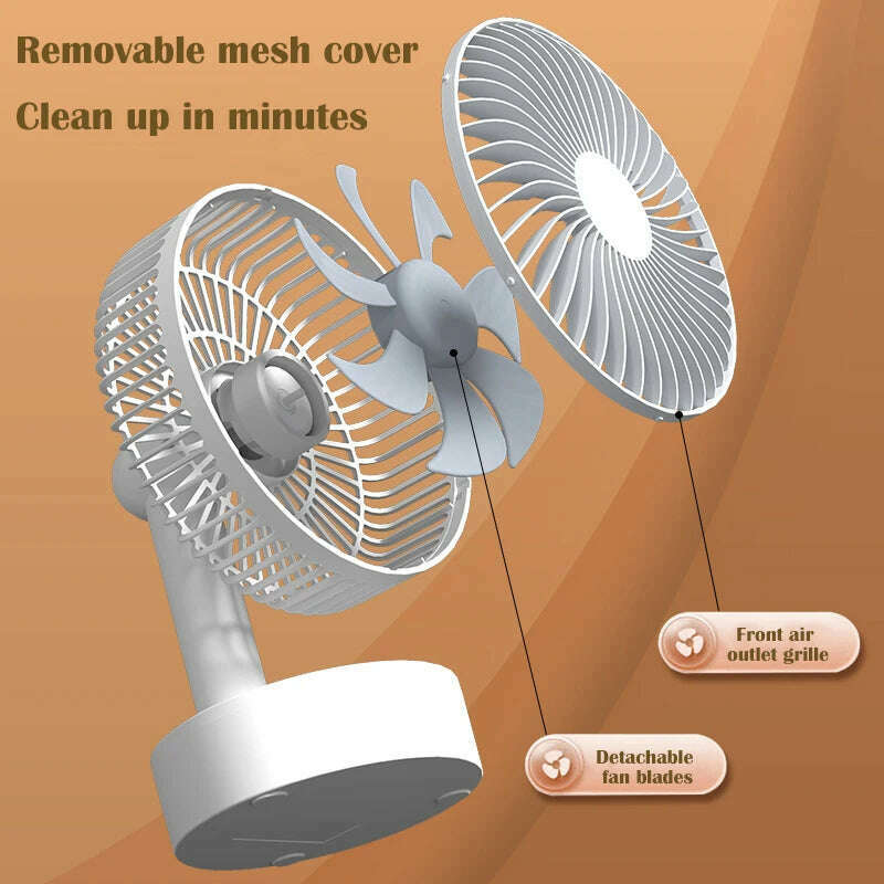 KIMLUD, Mini Oscillating Fan, Portable Battery-Operated Table Fan with 4 Speed Levels, 6-inch Desk fan with Timer, KIMLUD Womens Clothes