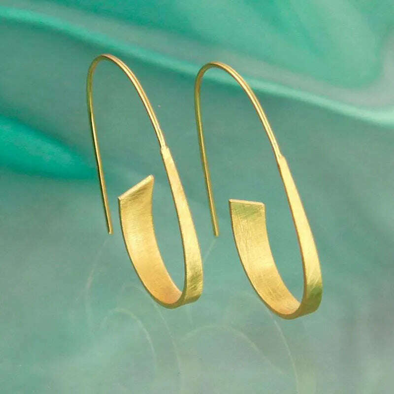 KIMLUD, Minimalist Long Hook Spiral Hoop Earrings for Women Jewelry Fashion Gold Silver Color Geometric Metal Statement Earring, Earrings X362-2, KIMLUD APPAREL - Womens Clothes