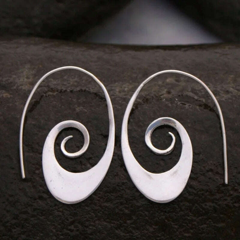 KIMLUD, Minimalist Long Hook Spiral Hoop Earrings for Women Jewelry Fashion Gold Silver Color Geometric Metal Statement Earring, Earrings N268-1, KIMLUD APPAREL - Womens Clothes