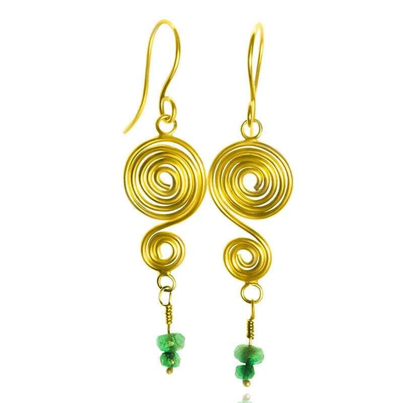 KIMLUD, Minimalist Long Hook Spiral Hoop Earrings for Women Jewelry Fashion Gold Silver Color Geometric Metal Statement Earring, Earrings S003, KIMLUD APPAREL - Womens Clothes
