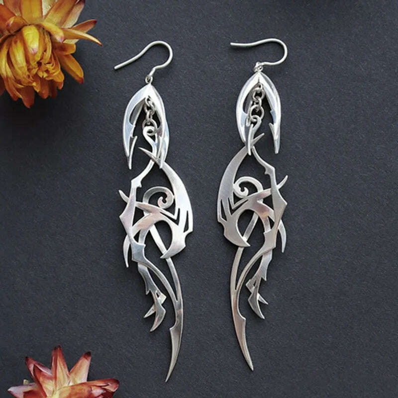 KIMLUD, Minimalist Long Hook Spiral Hoop Earrings for Women Jewelry Fashion Gold Silver Color Geometric Metal Statement Earring, Earrings S149, KIMLUD APPAREL - Womens Clothes