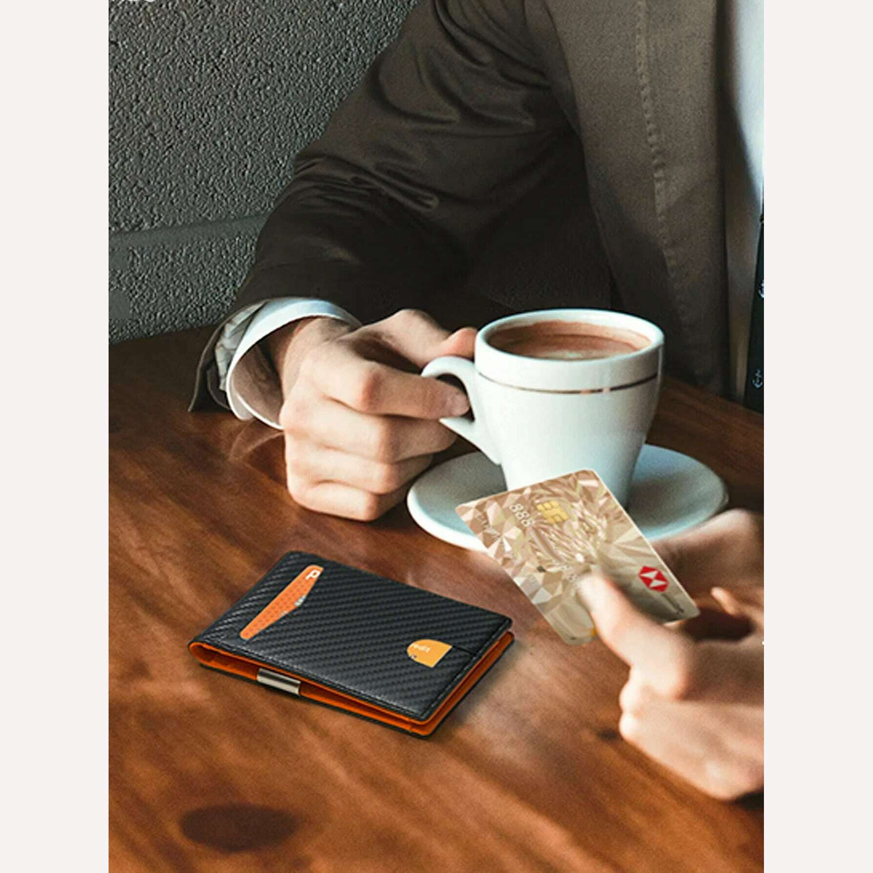 KIMLUD, Minimalist men's RFID blocking multi-functional ultra-thin 12-card wallet, front pocket bi-fold solid color portable card holder, KIMLUD Womens Clothes