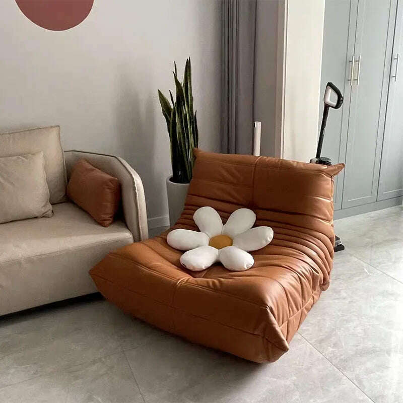 KIMLUD, Minimalist Sofa Nordic Single Luxury Sofa Recliner Balcony Caterpillar Sofa Simple Leisure Sofa Living Room Furniture Muebles, Light brown A / One Seat, KIMLUD APPAREL - Womens Clothes