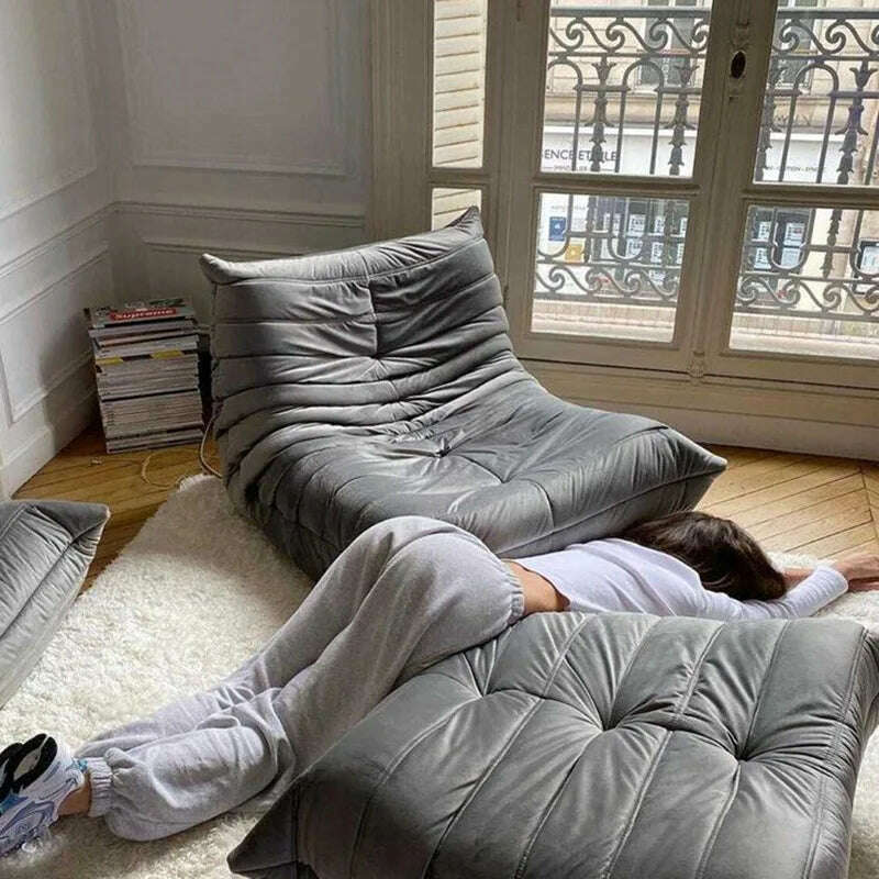 KIMLUD, Minimalist Sofa Nordic Single Luxury Sofa Recliner Balcony Caterpillar Sofa Simple Leisure Sofa Living Room Furniture Muebles, Gray F / Two Seat, KIMLUD APPAREL - Womens Clothes
