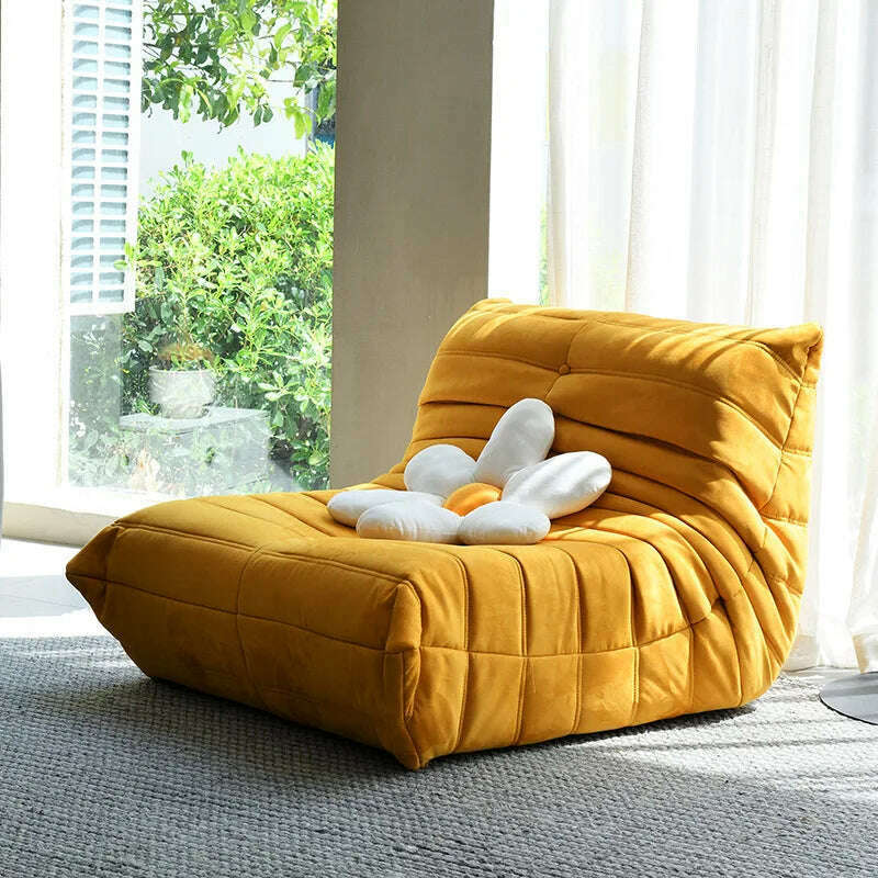 KIMLUD, Minimalist Sofa Nordic Single Luxury Sofa Recliner Balcony Caterpillar Sofa Simple Leisure Sofa Living Room Furniture Muebles, -Yellow O / Two Seat, KIMLUD APPAREL - Womens Clothes