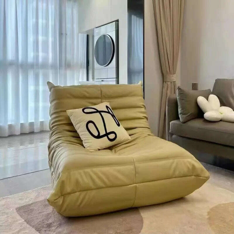 KIMLUD, Minimalist Sofa Nordic Single Luxury Sofa Recliner Balcony Caterpillar Sofa Simple Leisure Sofa Living Room Furniture Muebles, Yellow H / Two Seat, KIMLUD APPAREL - Womens Clothes