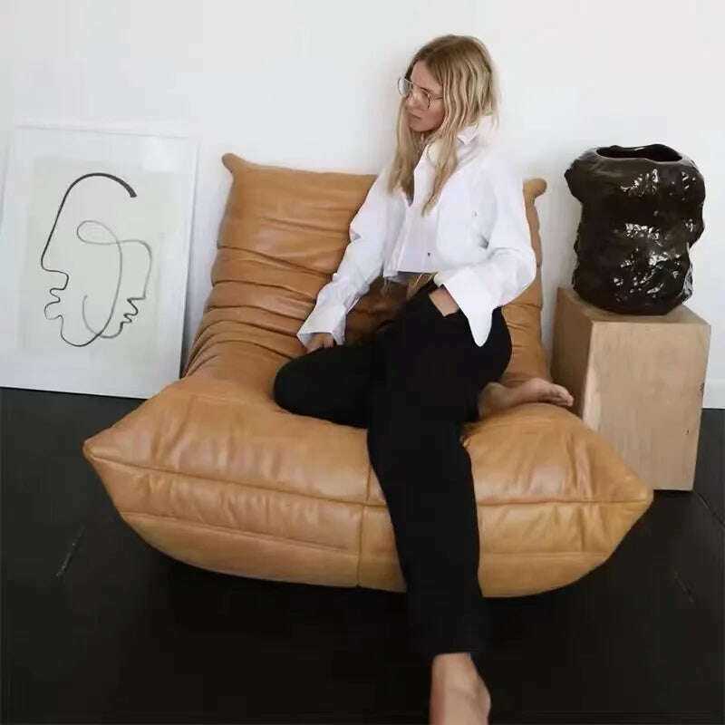 KIMLUD, Minimalist Sofa Nordic Single Luxury Sofa Recliner Balcony Caterpillar Sofa Simple Leisure Sofa Living Room Furniture Muebles, Khaki J / One Seat, KIMLUD APPAREL - Womens Clothes