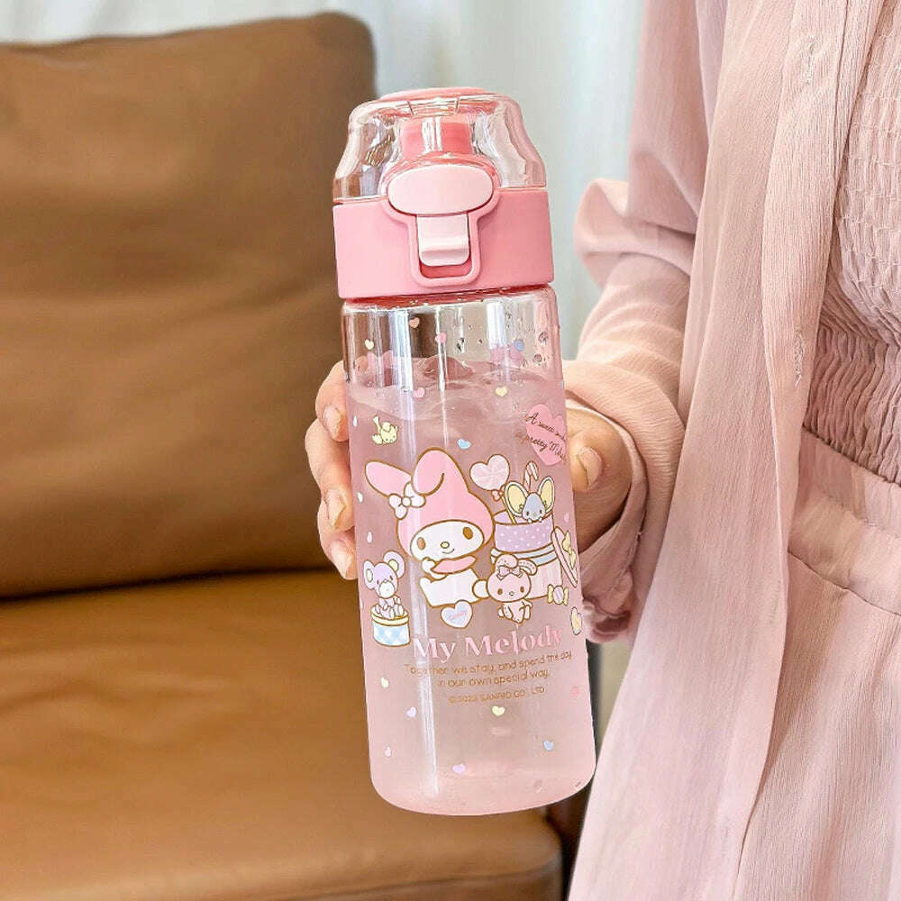 KIMLUD, MINISO 550ML Bottle Water Sanrio Anime My Melody Portable Drinking Cup With Kuromi Outdoor Sports Fitness Travel Water Bottle, KIMLUD Womens Clothes
