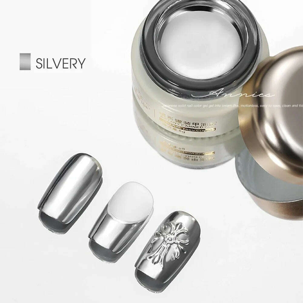 KIMLUD, Mirror Metallic Nail Polish Gel Semi-permanent Varnishes Mirror Chrome Effect Silver Painting UV Gel Nail Art Decorations 8ML, 8ML silver, KIMLUD Womens Clothes