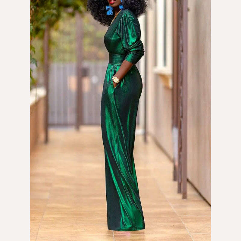 Missuoo 2024 Summer New Women's Solid Color Streetwear Jumpsuit Deep V-neck Half Sleeve High Waist Wide Leg Overalls Suits - KIMLUD